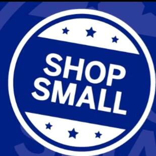 Official blue and white Shop Small logo.